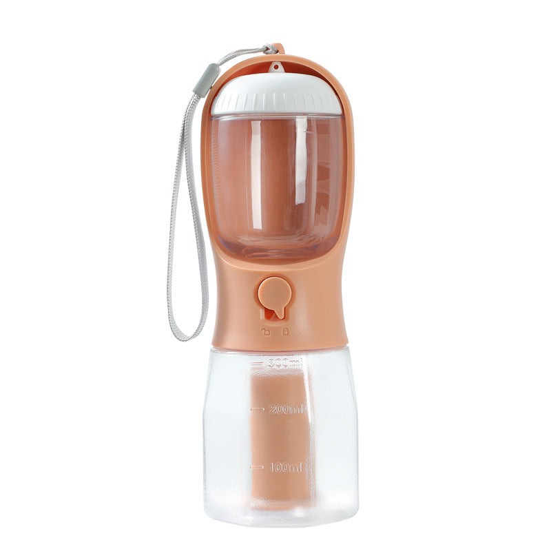 3-in-1 Dog Water Bottle with Food Container & Poop Bag Holder – Portable Pet Travel Cup for Dogs