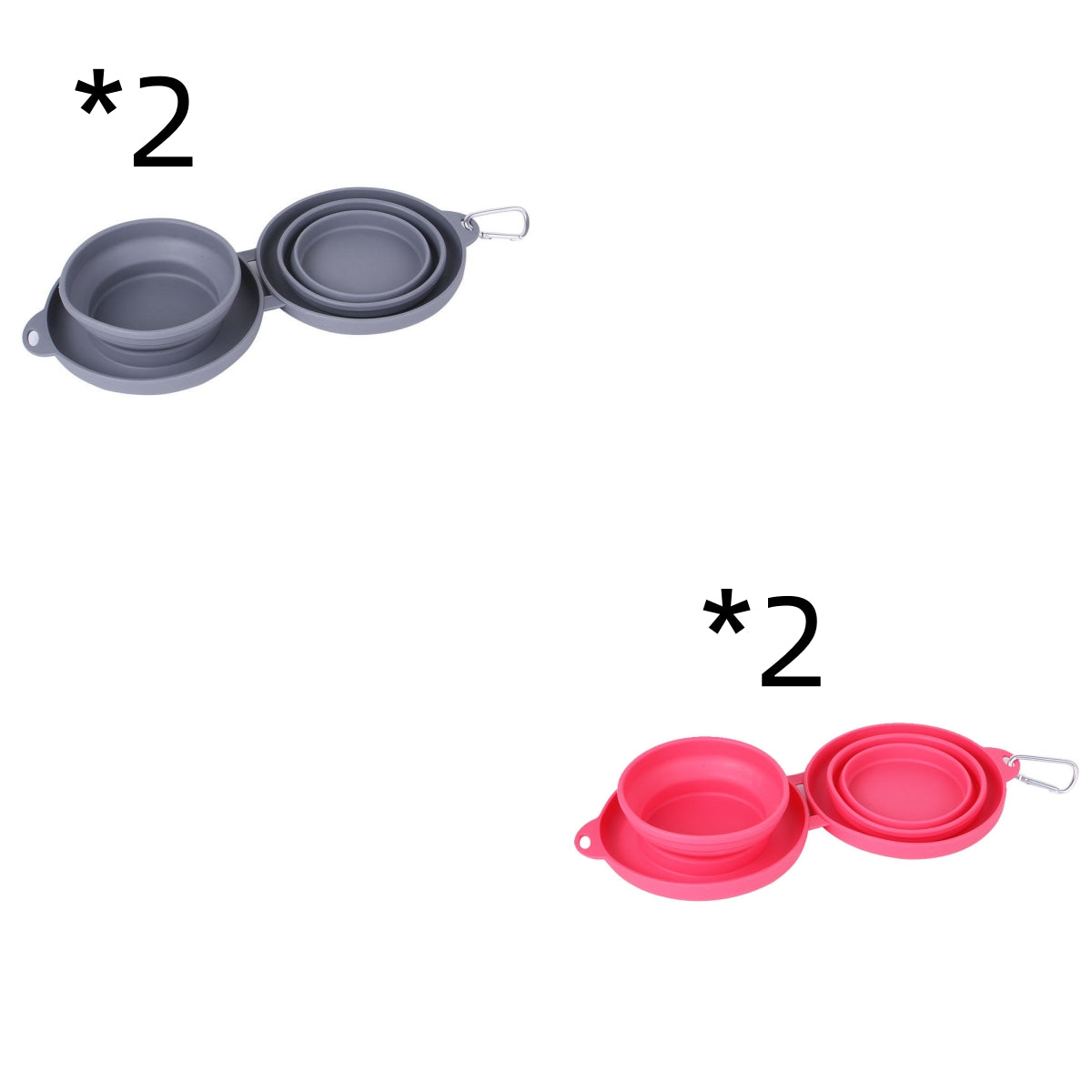 Foldable Double Pet Bowl – Portable Silicone Dog & Cat Feeding Bowl for Food & Water (Travel-Friendly)