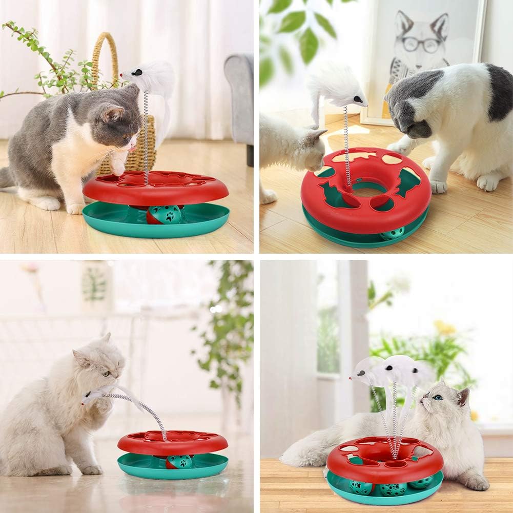 Interactive Cat Toy Roller Track Set with Balls Catnip Spring & Teaser Mouse Indoor Kitten Exercise Toy