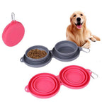 Foldable Double Pet Bowl – Portable Silicone Dog & Cat Feeding Bowl for Food & Water (Travel-Friendly)