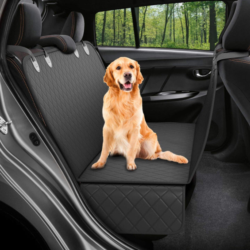 Dog Car Seat Cover Hammock with Mesh Window – Waterproof Back Seat Protector with Zipper & Storage Pocket for Travel