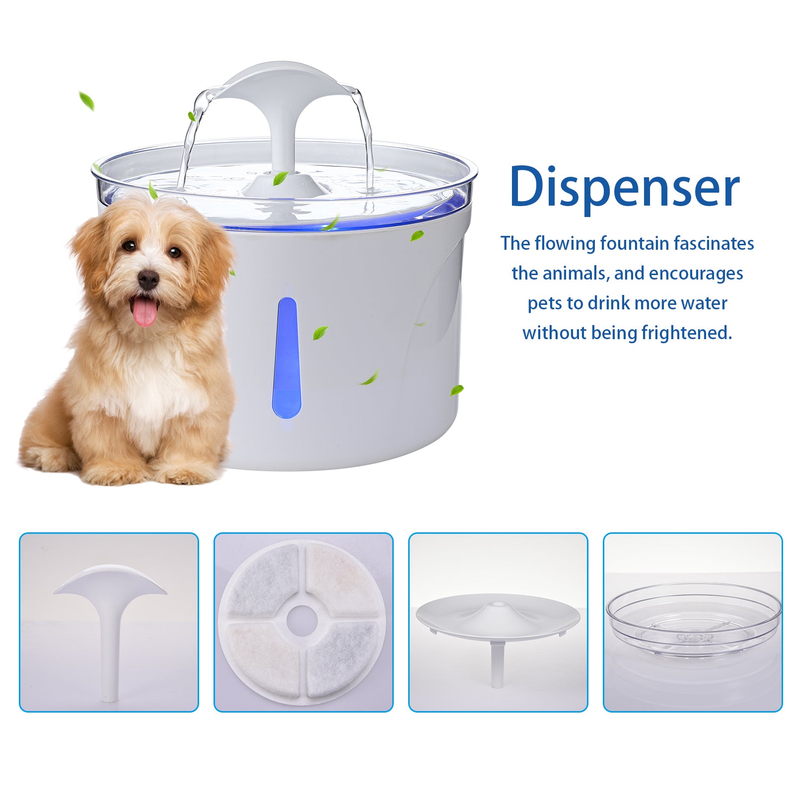 Automatic Pet Water Fountain for Cats & Dogs Circulating Drinking Basin Quiet Filter Pet Water Dispenser