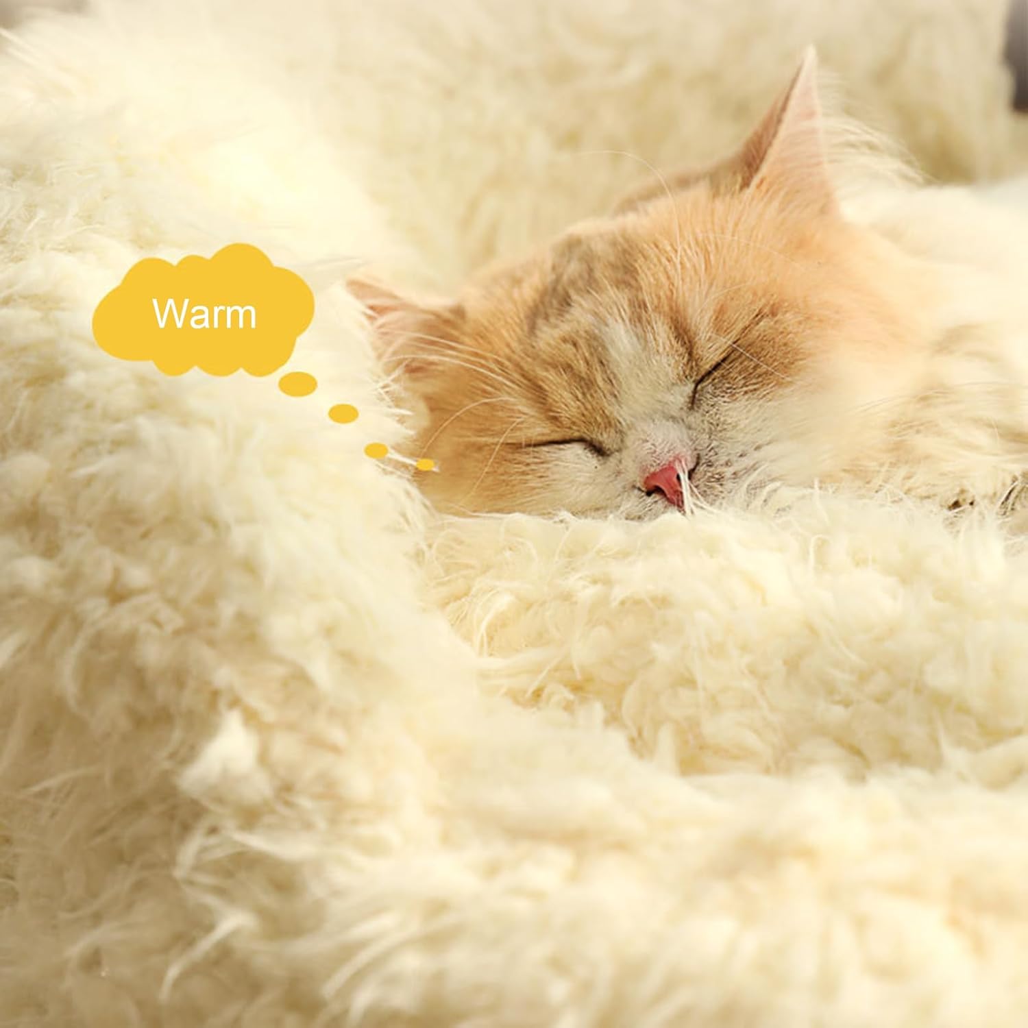 Calming Alpaca Pet Bed for Dogs & Cats Plush Warm Nest Anti-Slip Orthopedic Bed with Detachable Cushion