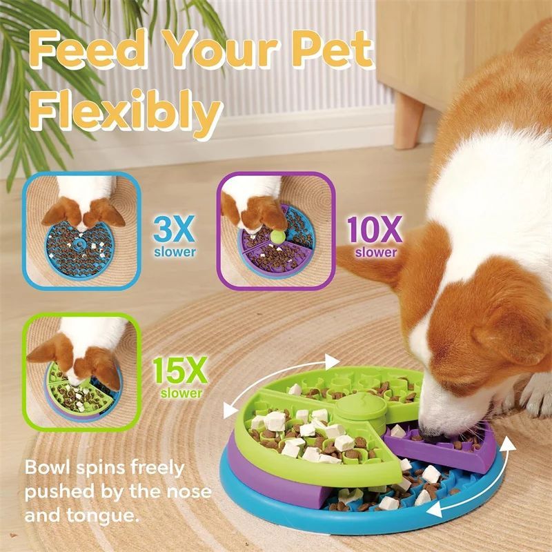 Pet Slow Feeder Bowl 3-Layer Puzzle Dog Bowl Anti-Choking Non-Slip Interactive Puppy Feeding Toy
