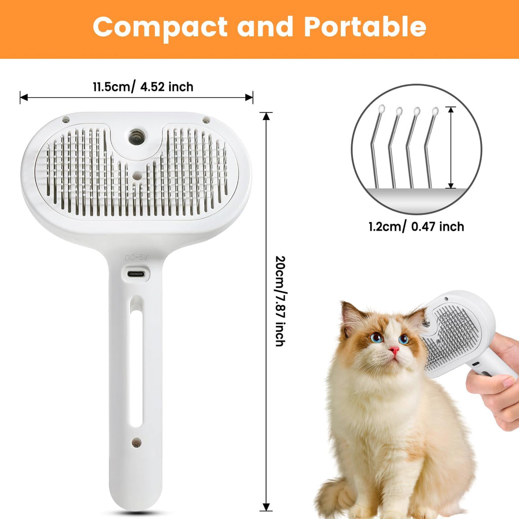 3-in-1 Cat Steam Brush – Pet Spray Grooming Comb with Water Mist, Deshedding & Hair Removal Tool for Cats & Dogs