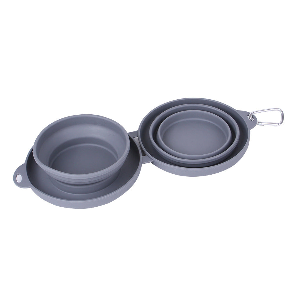 Foldable Double Pet Bowl – Portable Silicone Dog & Cat Feeding Bowl for Food & Water (Travel-Friendly)
