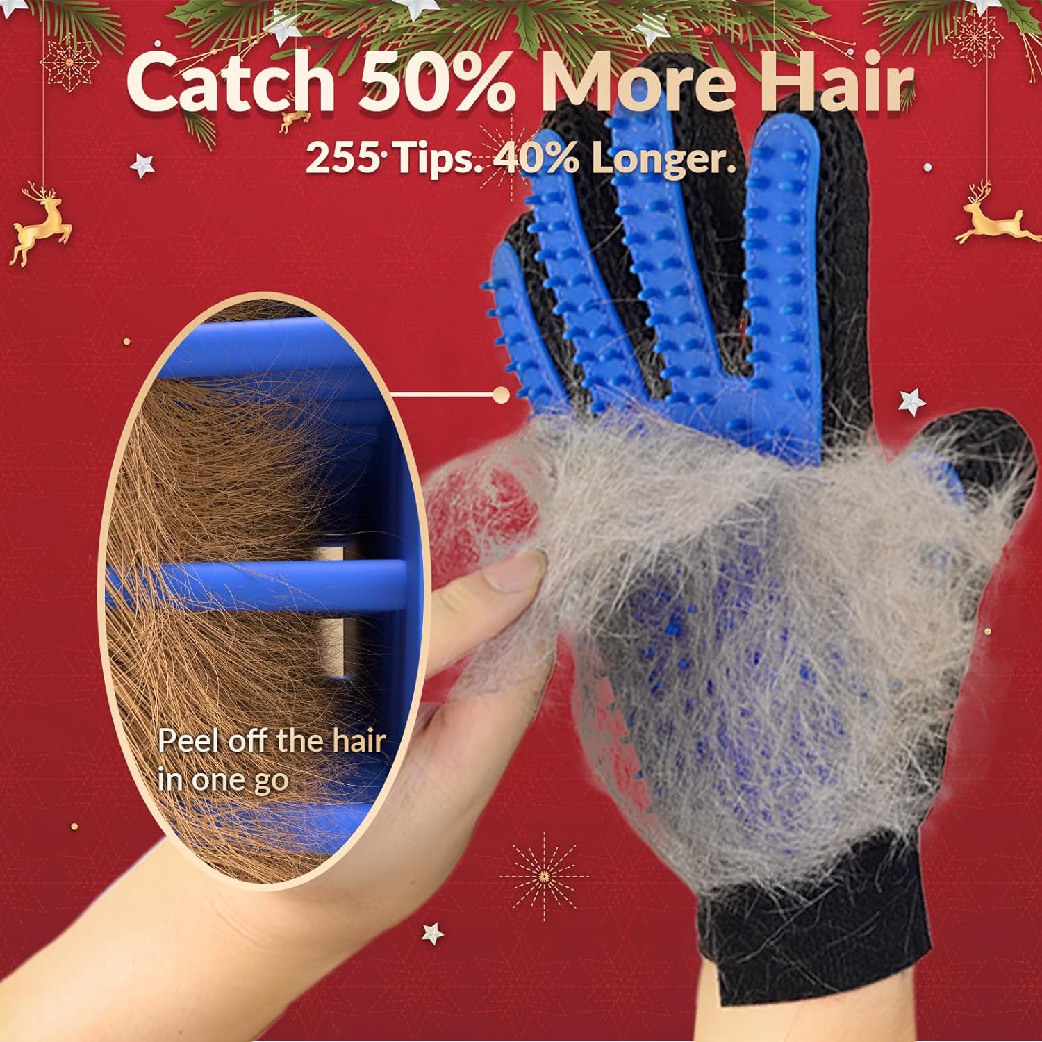 Pet Grooming Gloves Deshedding Brush Gentle Hair Remover Mitt for Dogs Cats & Horses Bath Massage Glove