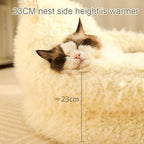 Calming Alpaca Pet Bed for Dogs & Cats Plush Warm Nest Anti-Slip Orthopedic Bed with Detachable Cushion
