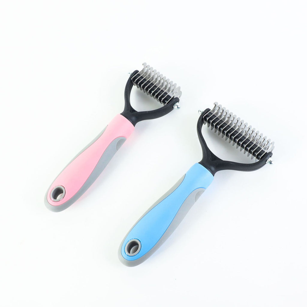 Stainless Steel Double-Sided Pet Grooming Brush – Dog & Cat Deshedding & Dematting Comb
