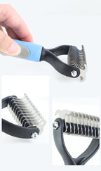 Stainless Steel Double-Sided Pet Grooming Brush – Dog & Cat Deshedding & Dematting Comb