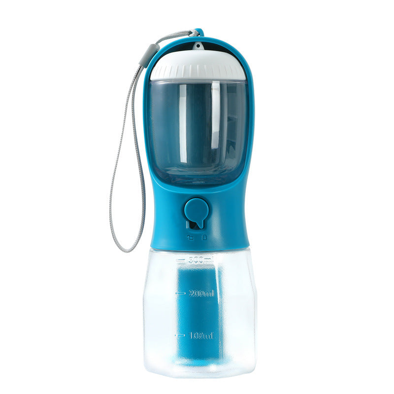 3-in-1 Dog Water Bottle with Food Container & Poop Bag Holder – Portable Pet Travel Cup for Dogs