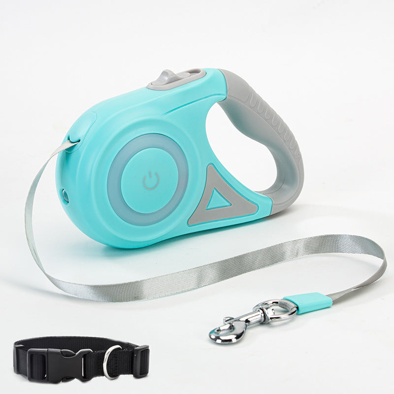 Retractable Dog Leash with LED Spotlight Automatic Pet Traction Rope & Collar for Small Medium Dogs