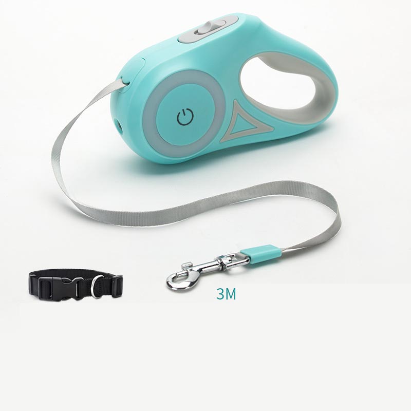 Retractable Dog Leash with LED Spotlight Automatic Pet Traction Rope & Collar for Small Medium Dogs