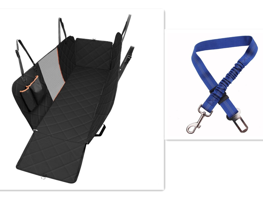 Dog Car Seat Cover Hammock with Mesh Window – Waterproof Back Seat Protector with Zipper & Storage Pocket for Travel