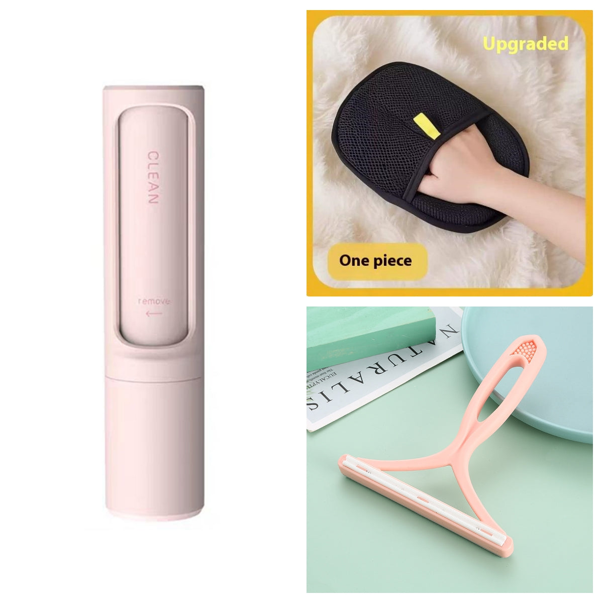 2-in-1 Reusable Pet Hair Remover Brush – Self-Cleaning Lint Roller for Dog & Cat Fur, Portable Hair & Dust Removal Tool