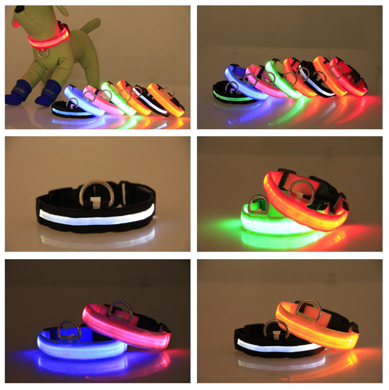 LED Luminous Dog Collar Night Safety Light-Up Pet Collar USB Rechargeable Glow Collar for Dogs