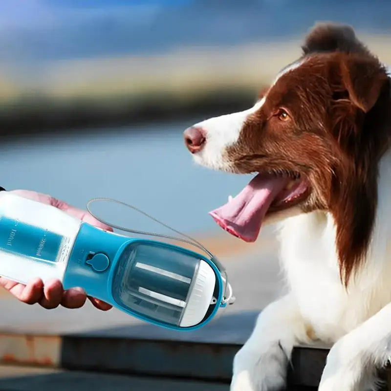 3-in-1 Dog Water Bottle with Food Container & Poop Bag Holder – Portable Pet Travel Cup for Dogs
