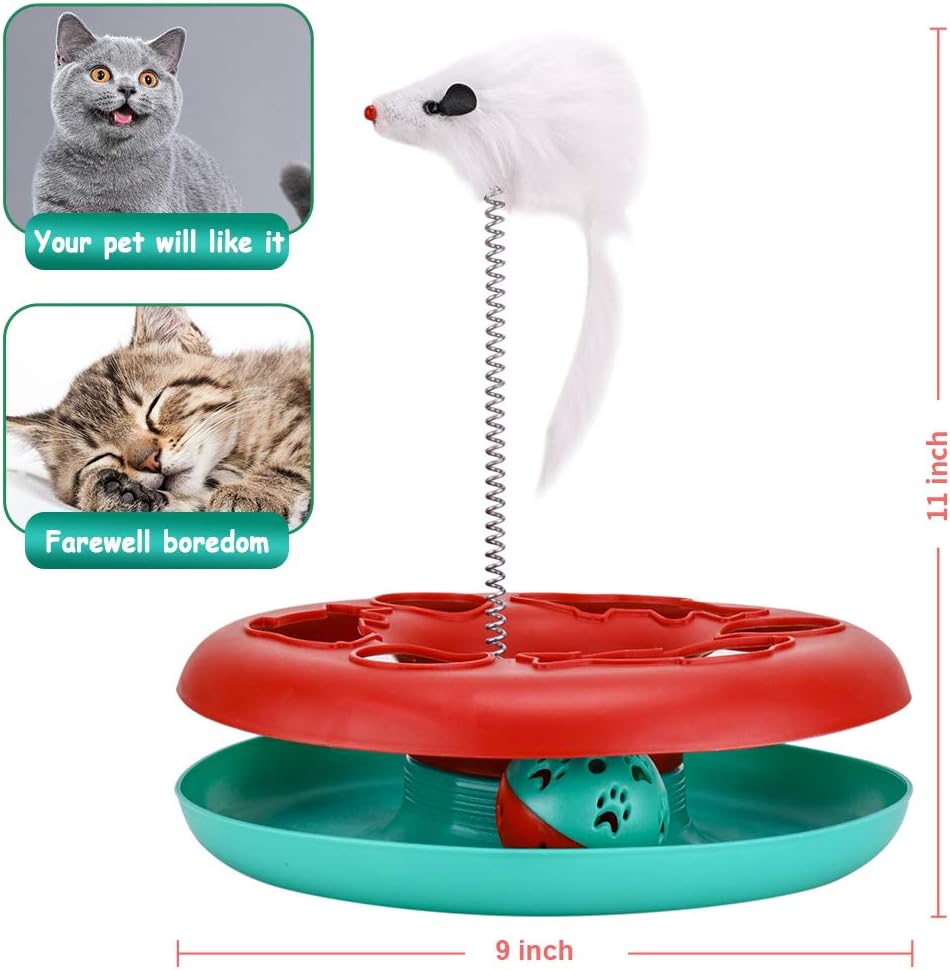 Interactive Cat Toy Roller Track Set with Balls Catnip Spring & Teaser Mouse Indoor Kitten Exercise Toy