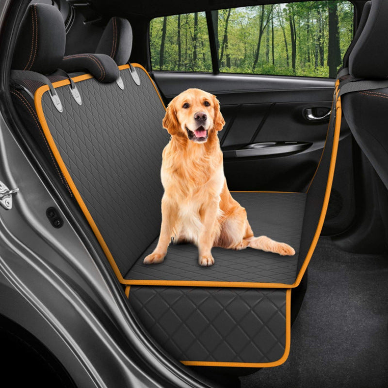 Dog Car Seat Cover Hammock with Mesh Window – Waterproof Back Seat Protector with Zipper & Storage Pocket for Travel