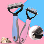 Stainless Steel Double-Sided Pet Grooming Brush – Dog & Cat Deshedding & Dematting Comb