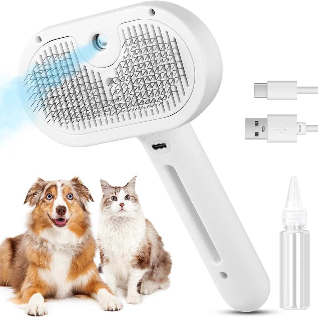 3-in-1 Cat Steam Brush – Pet Spray Grooming Comb with Water Mist, Deshedding & Hair Removal Tool for Cats & Dogs