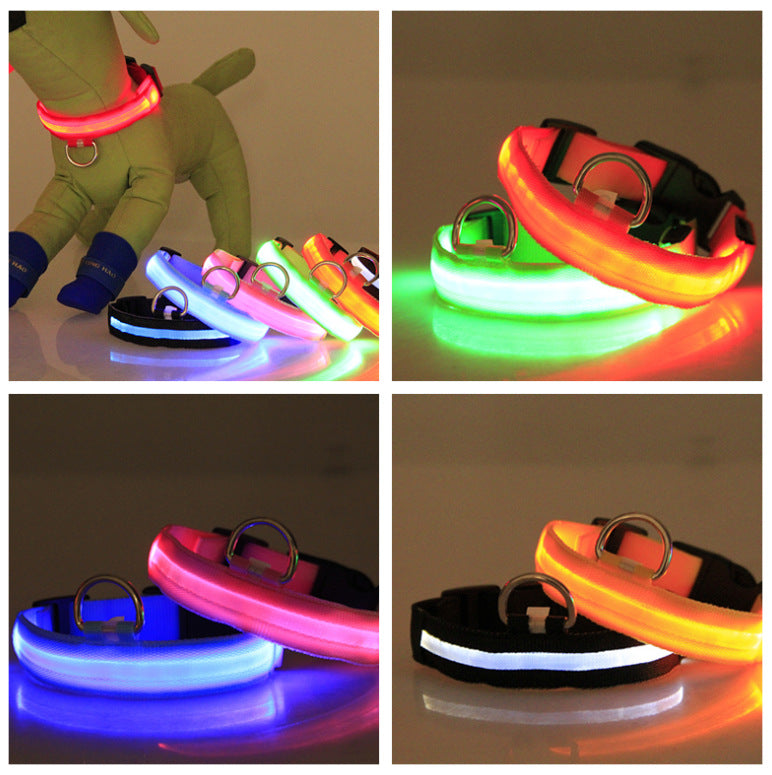 LED Luminous Dog Collar Night Safety Light-Up Pet Collar USB Rechargeable Glow Collar for Dogs