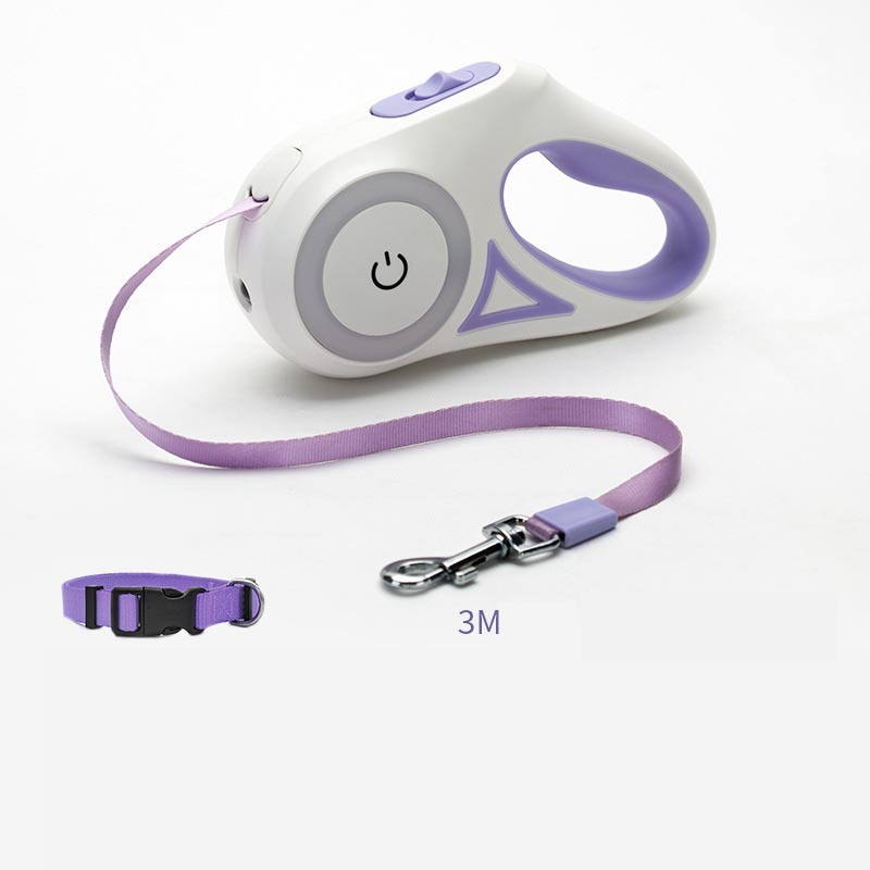 Retractable Dog Leash with LED Spotlight Automatic Pet Traction Rope & Collar for Small Medium Dogs