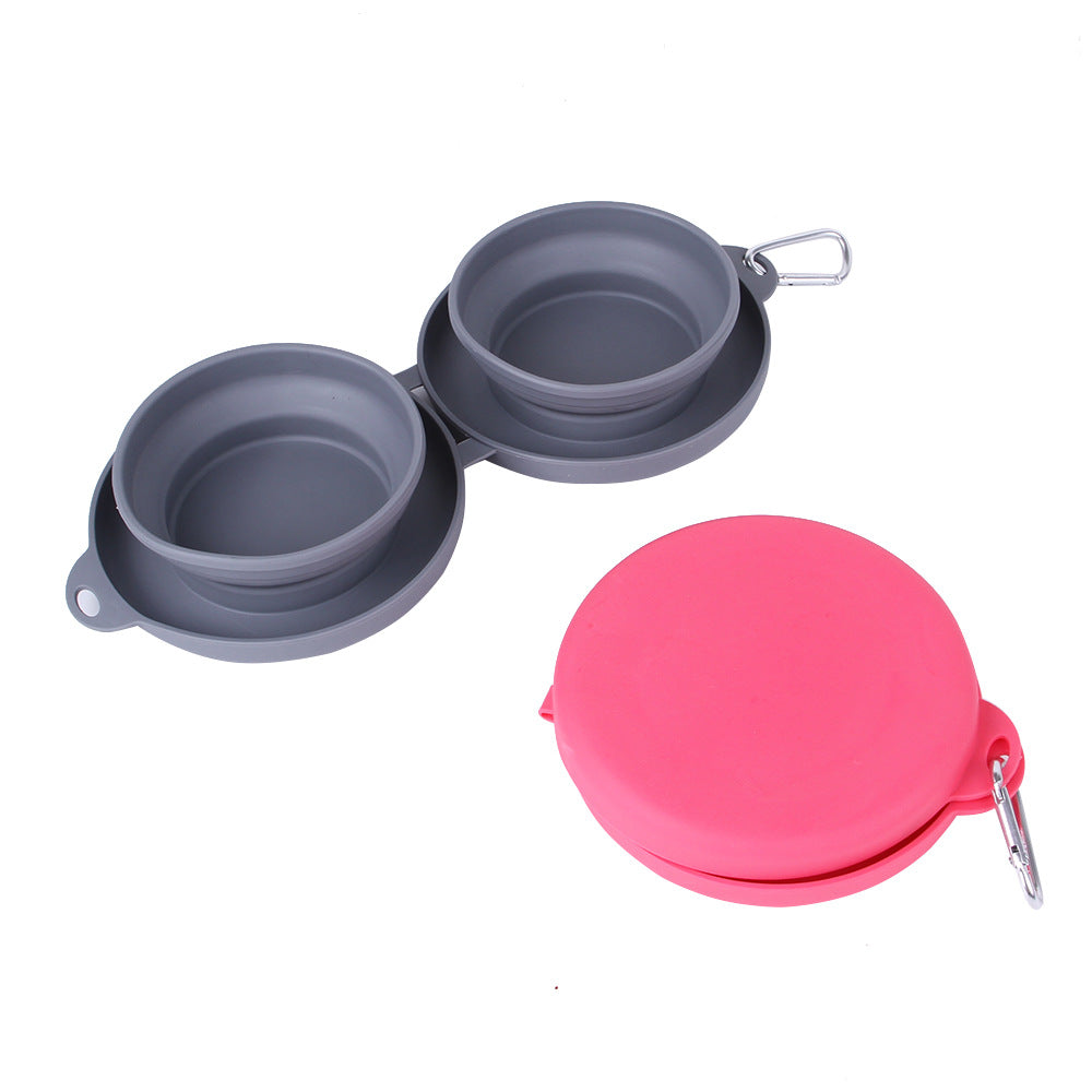 Foldable Double Pet Bowl – Portable Silicone Dog & Cat Feeding Bowl for Food & Water (Travel-Friendly)