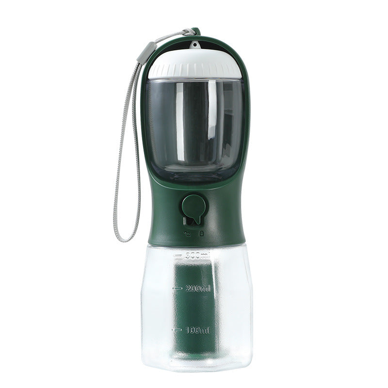 3-in-1 Dog Water Bottle with Food Container & Poop Bag Holder – Portable Pet Travel Cup for Dogs