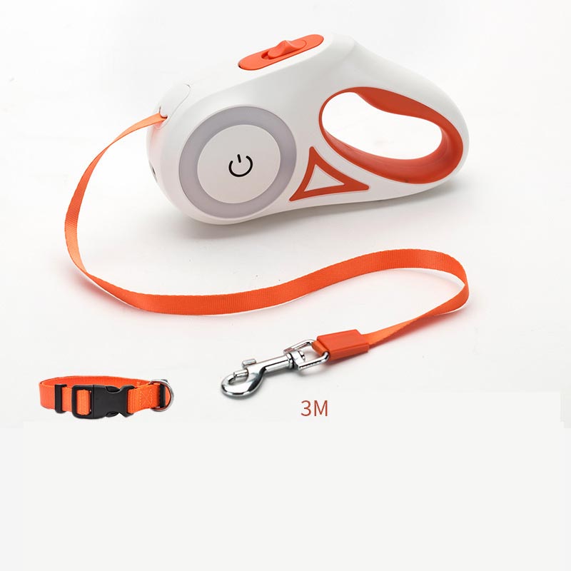 Retractable Dog Leash with LED Spotlight Automatic Pet Traction Rope & Collar for Small Medium Dogs