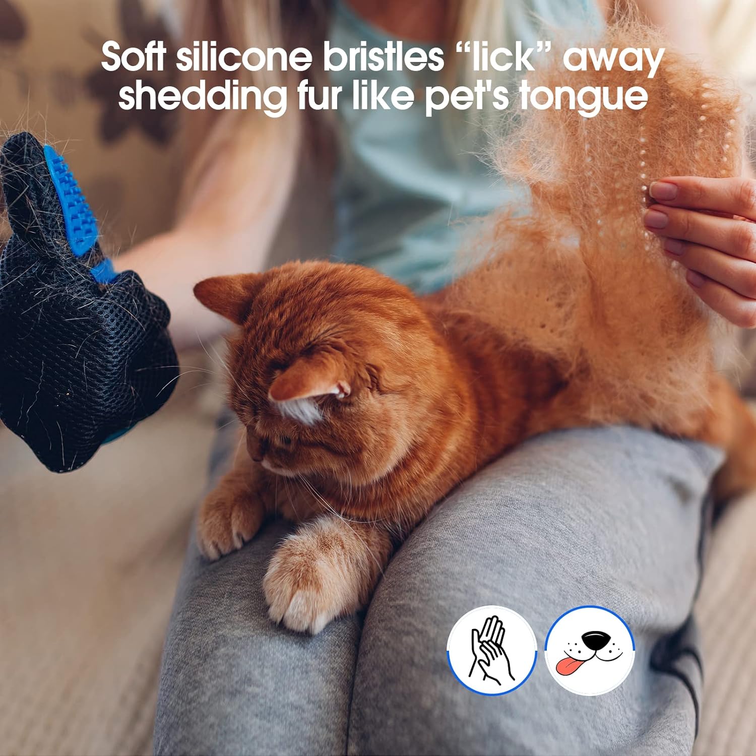 Pet Grooming Gloves Deshedding Brush Gentle Hair Remover Mitt for Dogs Cats & Horses Bath Massage Glove