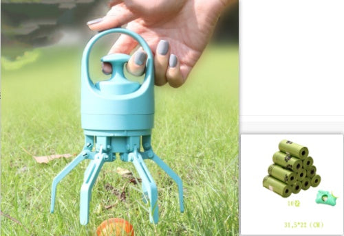 Portable Dog Pooper Scooper with Built-in Bag Dispenser – Lightweight 8-Claw Pet Waste Picker