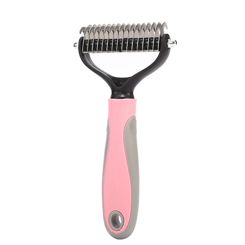 Stainless Steel Double-Sided Pet Grooming Brush – Dog & Cat Deshedding & Dematting Comb