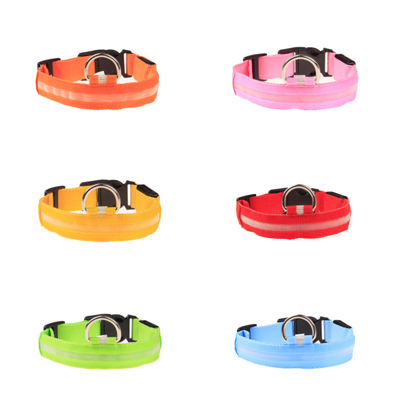 LED Luminous Dog Collar Night Safety Light-Up Pet Collar USB Rechargeable Glow Collar for Dogs