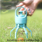 Portable Dog Pooper Scooper with Built-in Bag Dispenser – Lightweight 8-Claw Pet Waste Picker