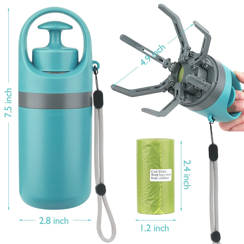 Portable Dog Pooper Scooper with Built-in Bag Dispenser – Lightweight 8-Claw Pet Waste Picker