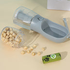 3-in-1 Dog Water Bottle with Food Container & Poop Bag Holder – Portable Pet Travel Cup for Dogs