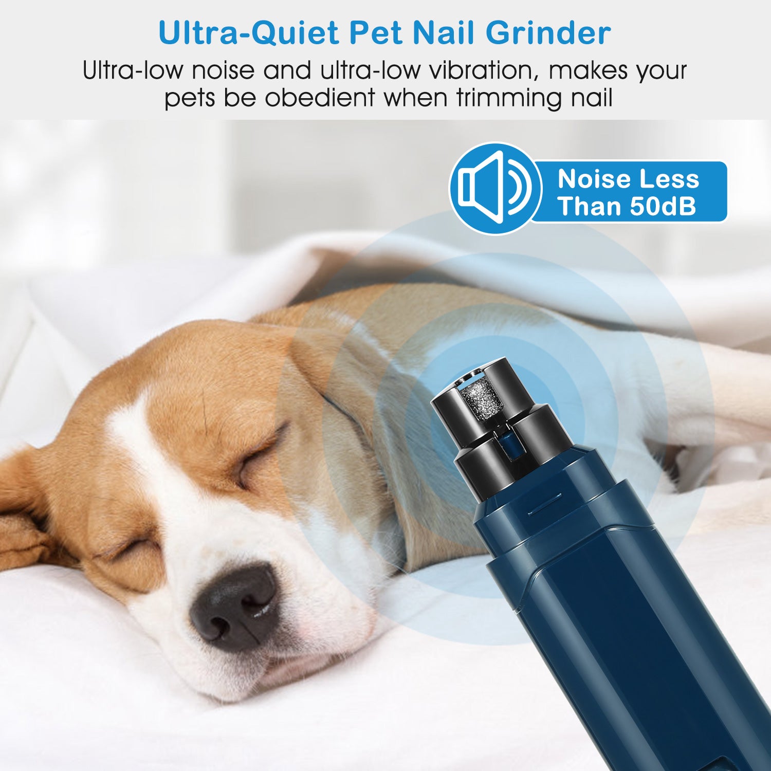 Quiet USB Rechargeable Dog Nail Grinder – 2-Speed Professional Pet Nail Trimmer for Safe & Smooth Claw Care (Dogs & Cats)