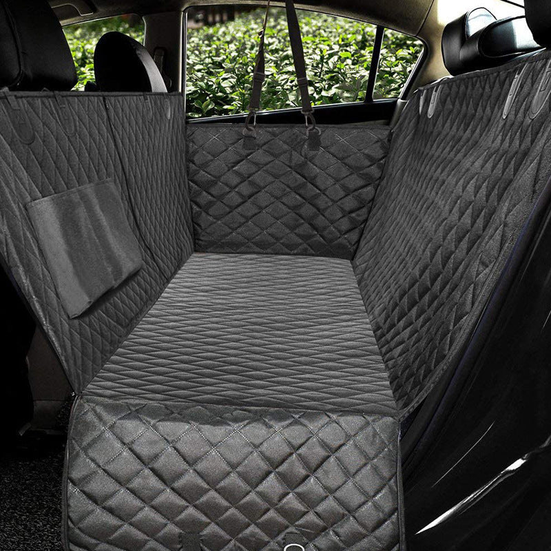 Dog Car Seat Cover Hammock with Mesh Window – Waterproof Back Seat Protector with Zipper & Storage Pocket for Travel