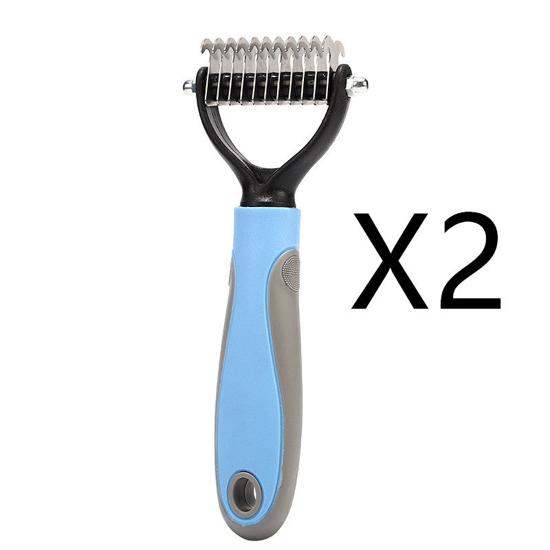 Stainless Steel Double-Sided Pet Grooming Brush – Dog & Cat Deshedding & Dematting Comb
