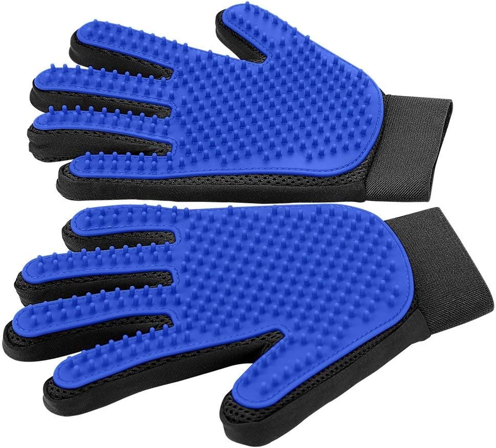 Pet Grooming Gloves Deshedding Brush Gentle Hair Remover Mitt for Dogs Cats & Horses Bath Massage Glove