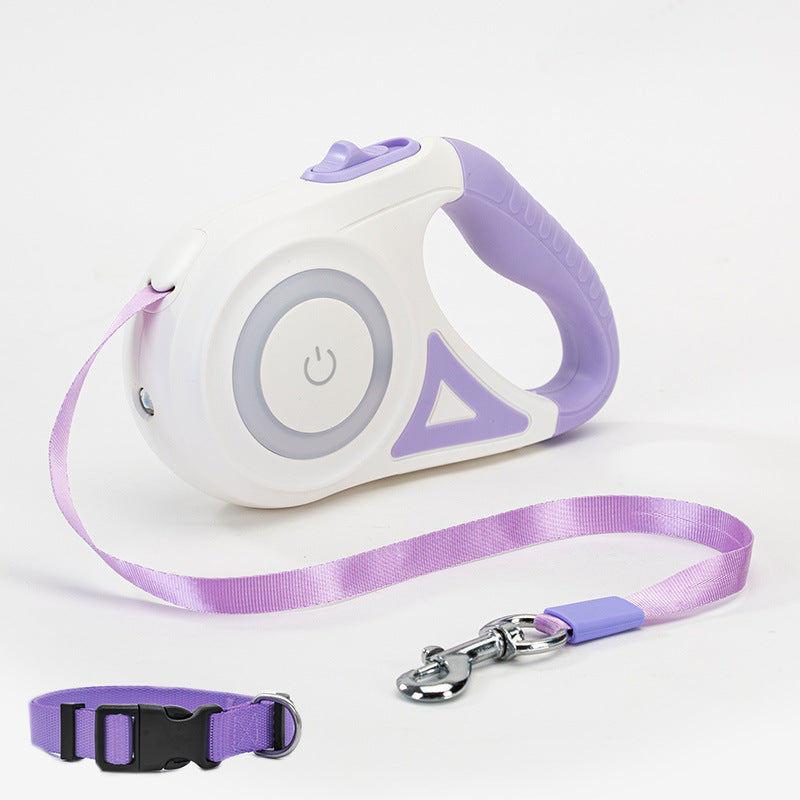 Retractable Dog Leash with LED Spotlight Automatic Pet Traction Rope & Collar for Small Medium Dogs
