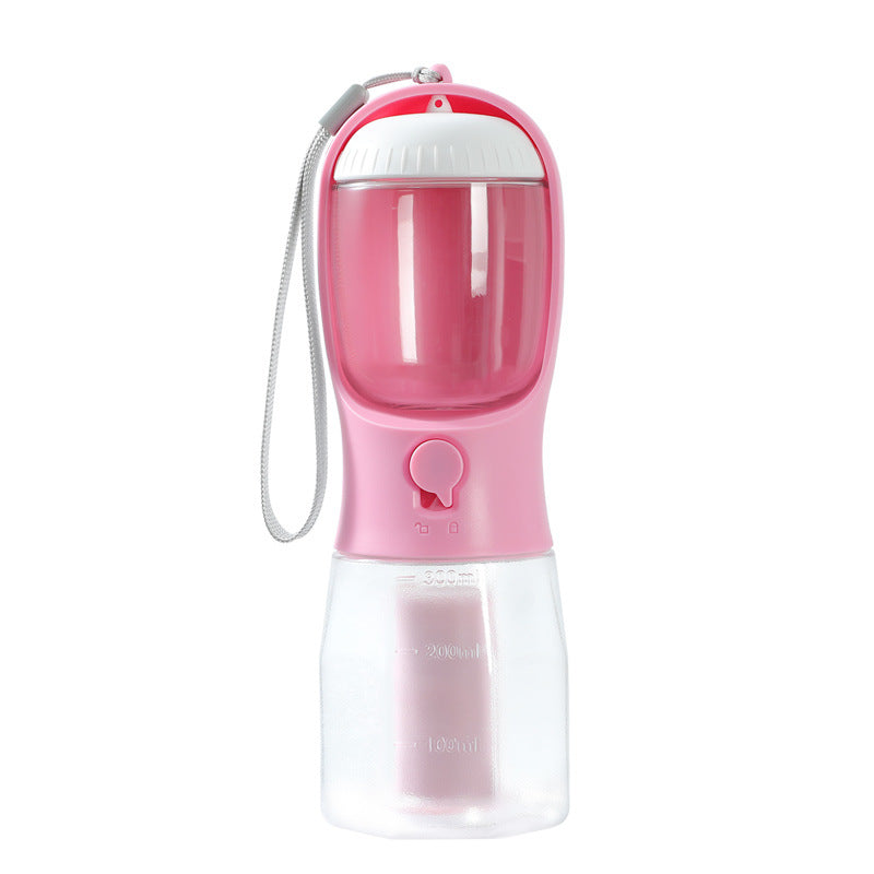 3-in-1 Dog Water Bottle with Food Container & Poop Bag Holder – Portable Pet Travel Cup for Dogs