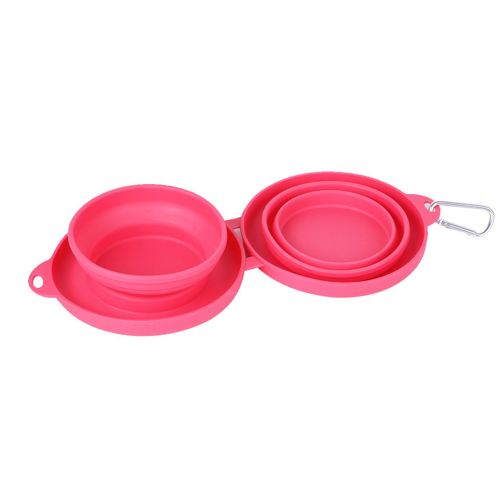 Foldable Double Pet Bowl – Portable Silicone Dog & Cat Feeding Bowl for Food & Water (Travel-Friendly)