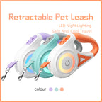 Retractable Dog Leash with LED Spotlight Automatic Pet Traction Rope & Collar for Small Medium Dogs
