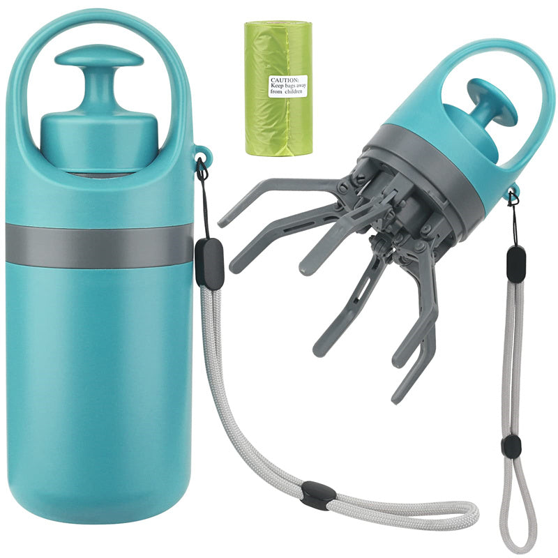Portable Dog Pooper Scooper with Built-in Bag Dispenser – Lightweight 8-Claw Pet Waste Picker