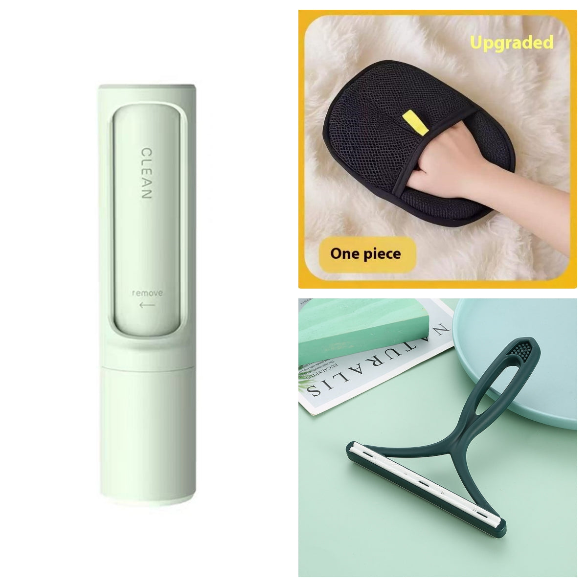2-in-1 Reusable Pet Hair Remover Brush – Self-Cleaning Lint Roller for Dog & Cat Fur, Portable Hair & Dust Removal Tool