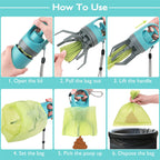 Portable Dog Pooper Scooper with Built-in Bag Dispenser – Lightweight 8-Claw Pet Waste Picker
