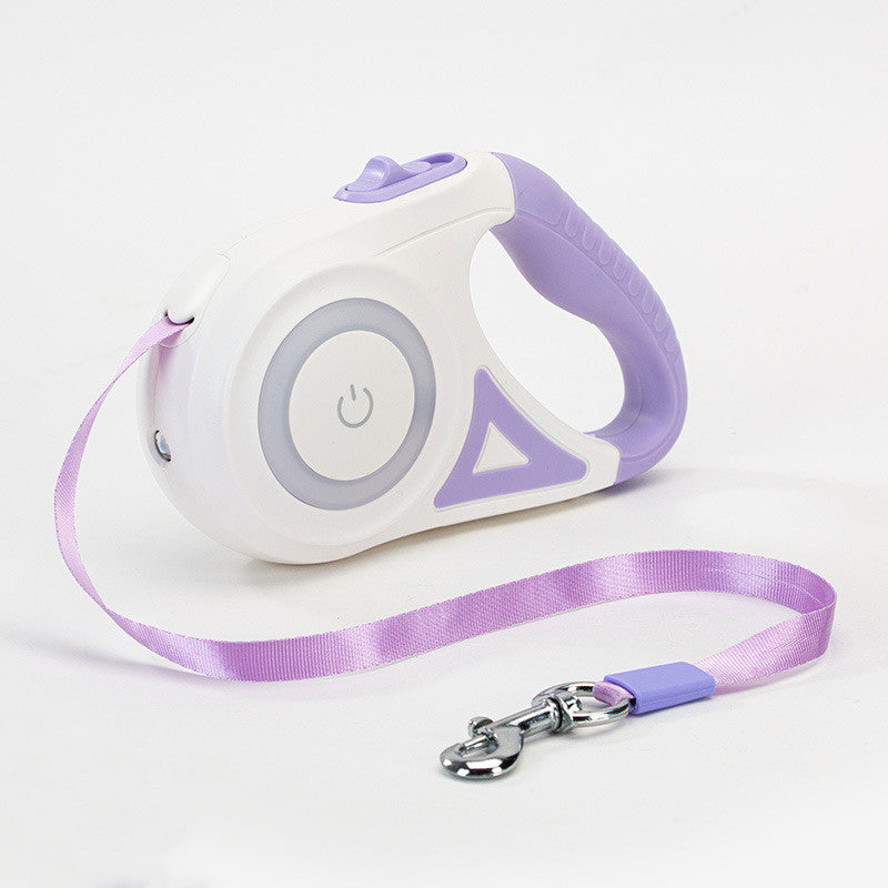 Retractable Dog Leash with LED Spotlight Automatic Pet Traction Rope & Collar for Small Medium Dogs