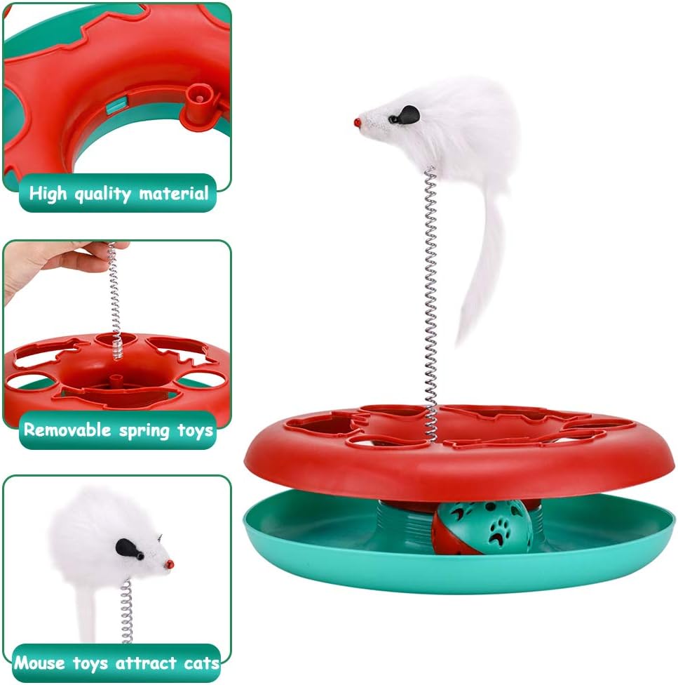 Interactive Cat Toy Roller Track Set with Balls Catnip Spring & Teaser Mouse Indoor Kitten Exercise Toy
